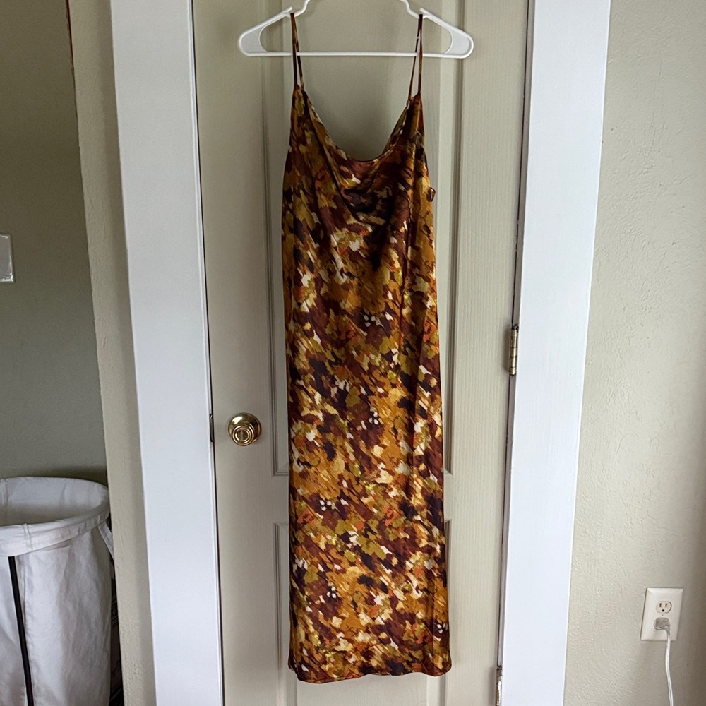 Emma & Michele Brown and Gold Midi Dress